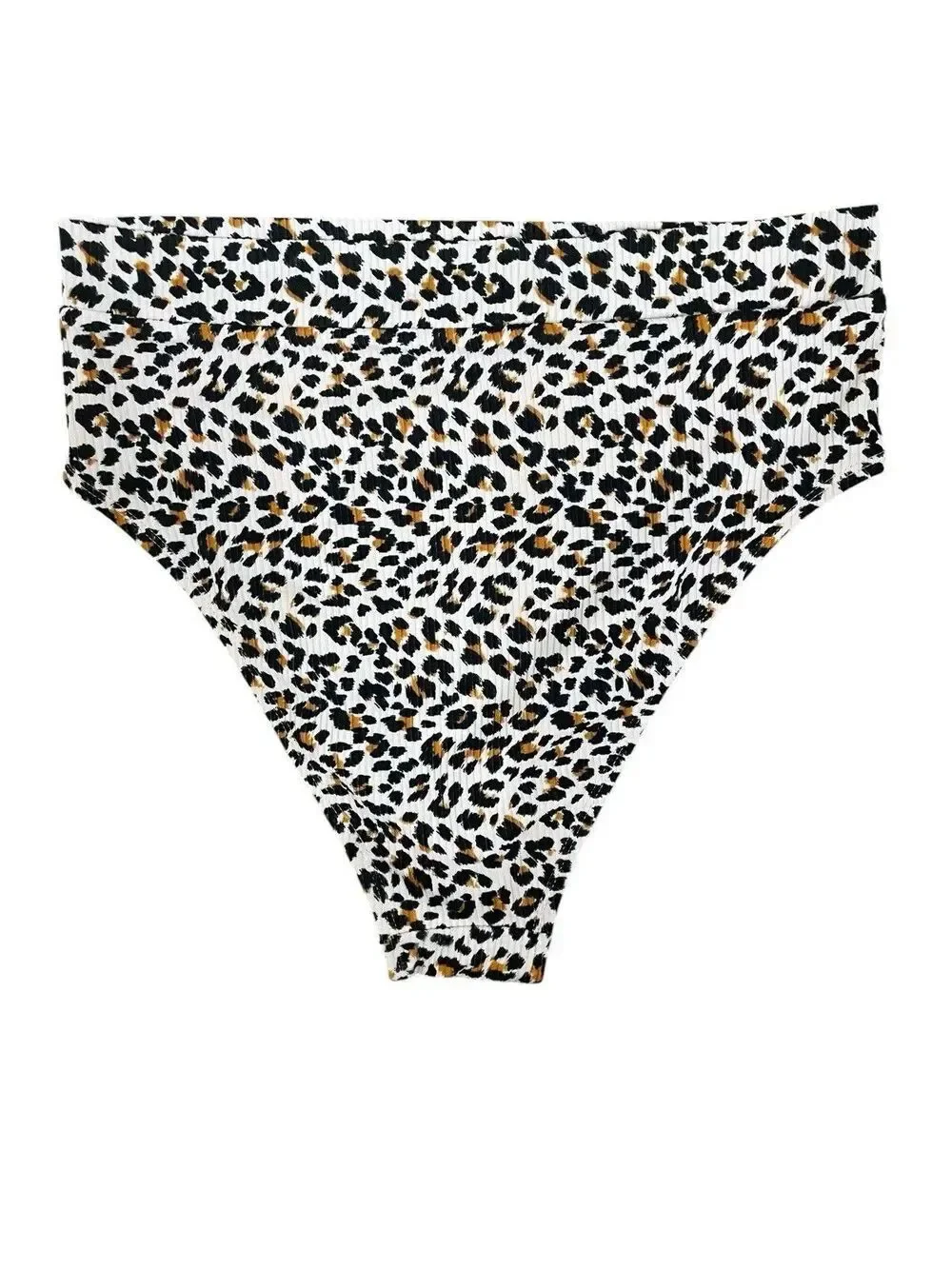 Leopard Print High Waist Bikini Bottom Women’s S White Black Swim Bottom
